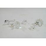 Five Swarovski Crystal animals: Snail, Elephant, Duck, Large Seal,