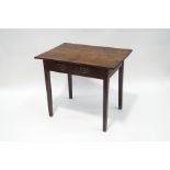 An 18th century oak side table, with single drawer,