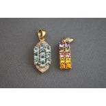 Two stone set pendants, one hallmarked, the other stamped '375',