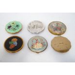 A collection of six 1950s ladies gilt metal powder compacts