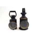 Two old railway lamps,