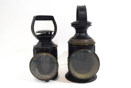 Two old railway lamps,