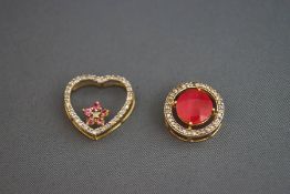 Two 9 carat gold gem set pendants, 3.