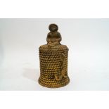 A Victorian earthenware tobacco jar and cover, in the form of a coil of rope,