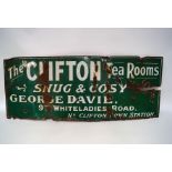 An original enamel sign for Clifton Tea Rooms,