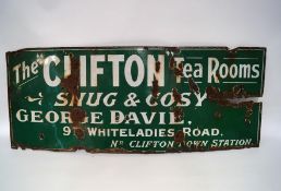 An original enamel sign for Clifton Tea Rooms,