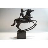 James Osbourne (1940 - 1992) Boy on Rocking horse, Bronze, numbered 4/30,