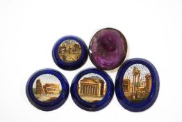 A collection of four 19th century Italian micro-mosaics, depicting scenes of Rome,