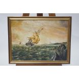 20th century school Man of War in full sail Oil on canvas 45cm x 61cm