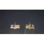 Two 9ct gold gem and diamond set dress rings;2.