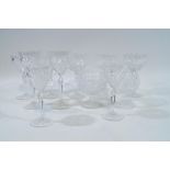 A pair of Waterford crystal brandy glasses, together with nine matching cut glass wine glasses,