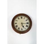 An early 20th century fusee wall clock, oak cased, 40cm diameter,