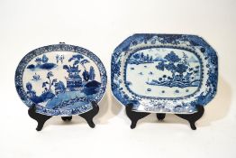 An 18th century Chinese porcelain octagonal dish,