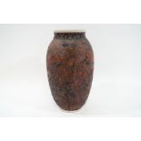 A Japanese cloisonne on earthenware baluster vase, circa 1900,