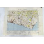 A quantity of 1940s Ordnance Survey maps, some linen backed, including Torquay, Plymouth, Hastings,
