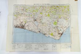 A quantity of 1940s Ordnance Survey maps, some linen backed, including Torquay, Plymouth, Hastings,