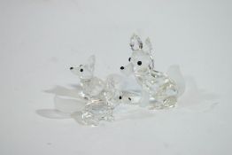 A Swarovski Crystal fox and two cubs,