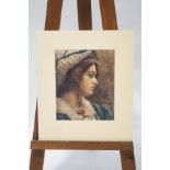 Edwardian School Portrait of a Lady in a Blue Dress Watercolour 34cm x 28cm,