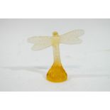 A modern Lalique glass dragonfly, signed to the base, 8.