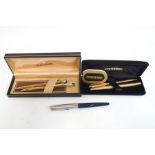 A Waterman fountain pen and ballpoint pen set, the fountain pen with 18K nib,