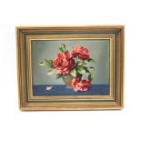 English School Still life of Roses in a Vase Oil on canvas Monogramed CJ 20.