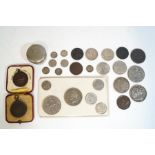 A collection of coins,