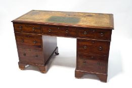 A 19th century mahogany pedestal desk,