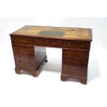 A 19th century mahogany pedestal desk,