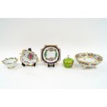 Four 20th century Dresden porcelain dishes including a pierced footed basket, 16.