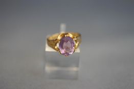 A 9ct gold amethyst single stone dress ring, finger size L, 2.