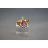 A 9ct gold amethyst single stone dress ring, finger size L, 2.