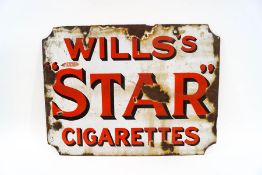 An enamel double sided sign for Will's Wild Woodbine Cigarette, the reverse 'Star Cigarettes',