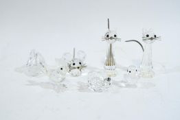 Four Swarovski Crystal animals: Swan, Cockrell, Duckling, Tortoise, boxed,