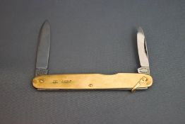 A 9 carat gold sleeved penknife, Sheffield 2014?,