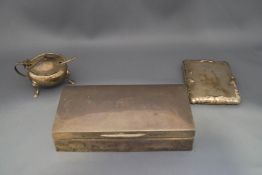A silver card case, Birmingham 1905, with leather sectioned interior,