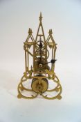 A brass cased bedside/mantel clock, possibly Trench art, the top being a removable lid, 10cm high,