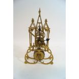 A brass cased bedside/mantel clock, possibly Trench art, the top being a removable lid, 10cm high,