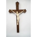 A late Victorian ivory figure of Christ on the cross,