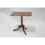 A Victorian mahogany rectangular snap top supper table, standing on tripod base, 72cm high x 56.