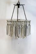 A cut glass hanging chandelier of lustre drops, 33cm high,