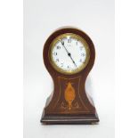 An Edwardian inlaid mahogany balloon clock, with 8 day French movement,