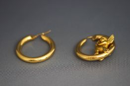A pair of 18 carat gold Charles Garnier hoop earrings, London import mark for 1992,