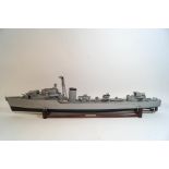 A motorised model vessel of HMS Javelin (remote missing), 112cm long,