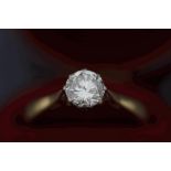 A single stone diamond ring, stamped '18ct',