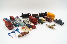 Various Corgi, Dinky and other die-cast vehicles, including as Bedford fire engine,