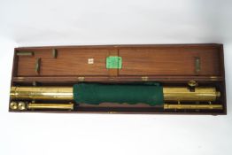 A late 19th/early 20th century Newton & Co astronomical telescope, with additional lenses,