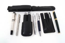 Two Rotring fountain and rollerball pen sets, a further Rotring fountain pen,