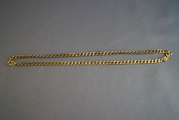 A 9ct gold chain, of filed curb links, 39.5 cm long, 9.