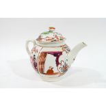 A Worcester porcelain tea pot, painted with Chinese figures, the cover with applied flower knop,