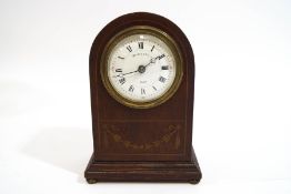 An Edwardian Maple & Co mantel clock, with dome top, with winding key,